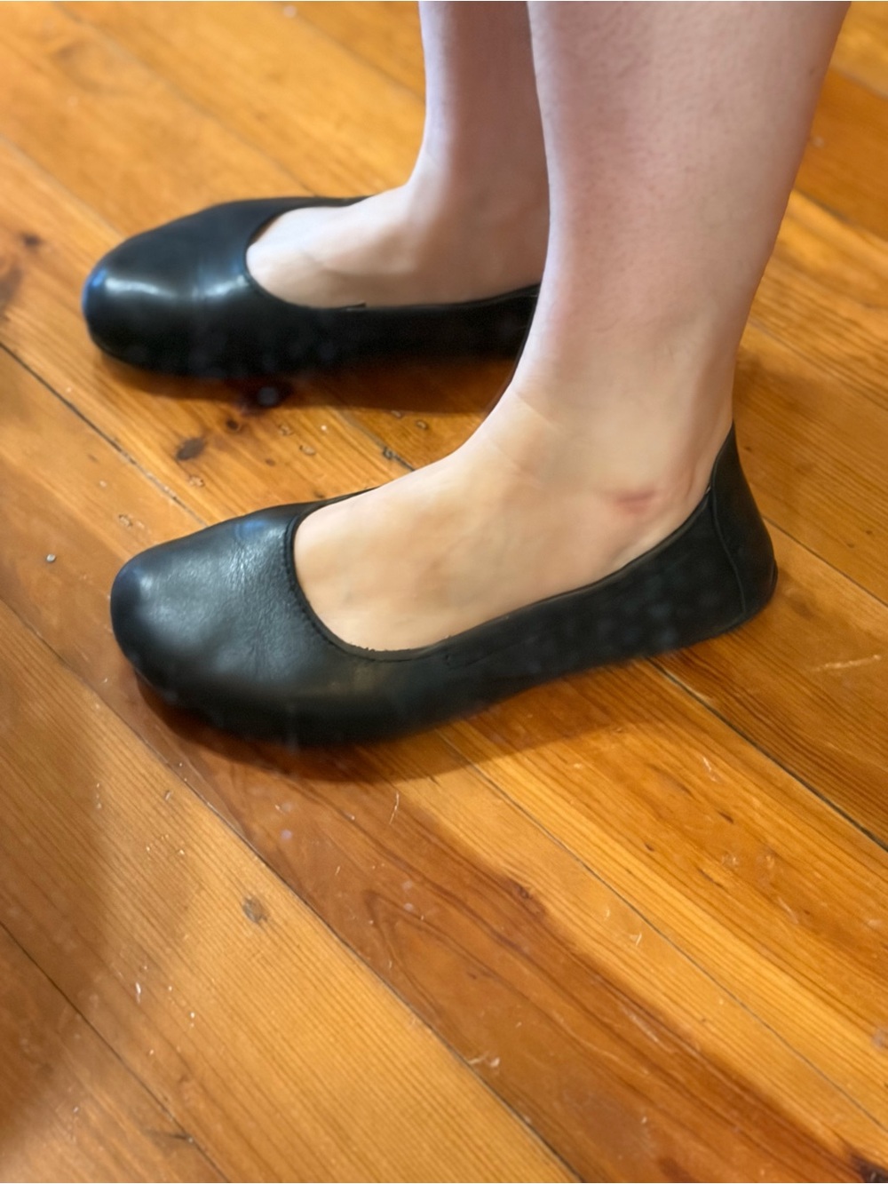 Everyday Black Leather-Look Ballet Flats